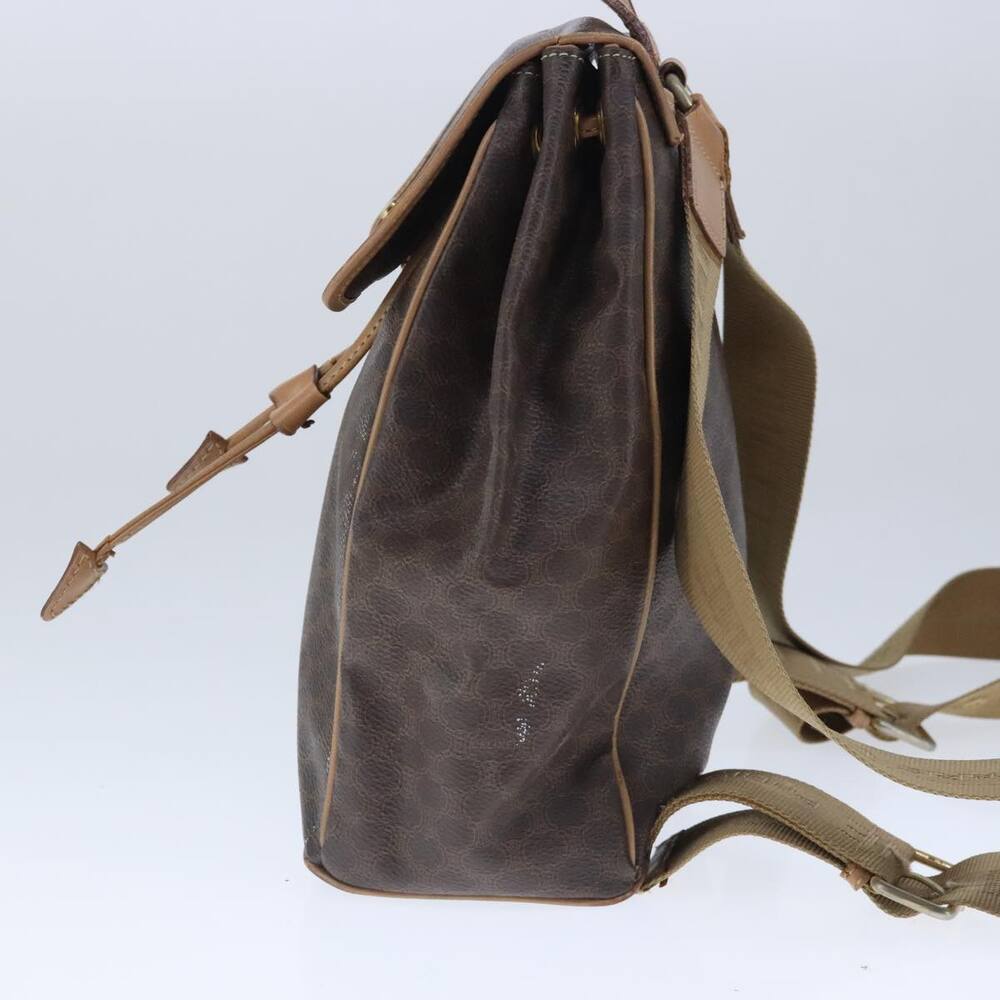 CELINE Macadam Canvas Backpack Pvc Leather Brown Gold - Picture 4 of 16